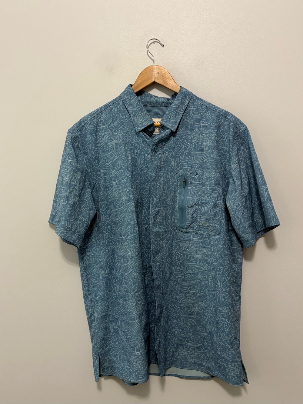 Gillz Outdoor Fishing Blue Swirl Short Sleeve Patterned Shirt